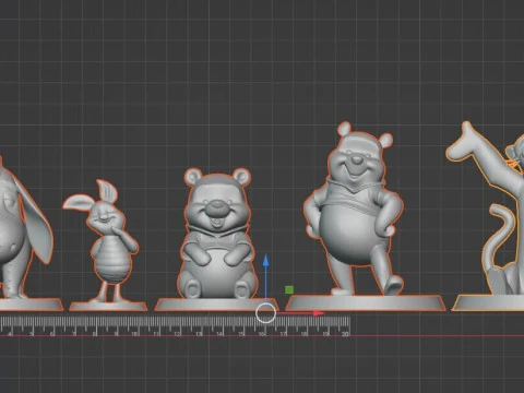 Winnie the Pooh and Friends 3D Printable STL Character Set Presupported 3D Print Model