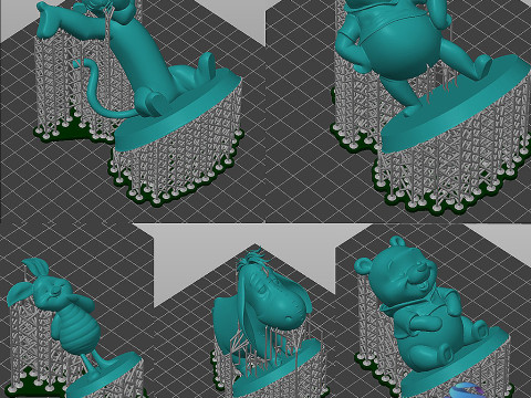Winnie the Pooh and Friends Set Karakter STL 3D yang Dapat Dicetak Sudah Didukung Sebelumnya Model Cetak 3D