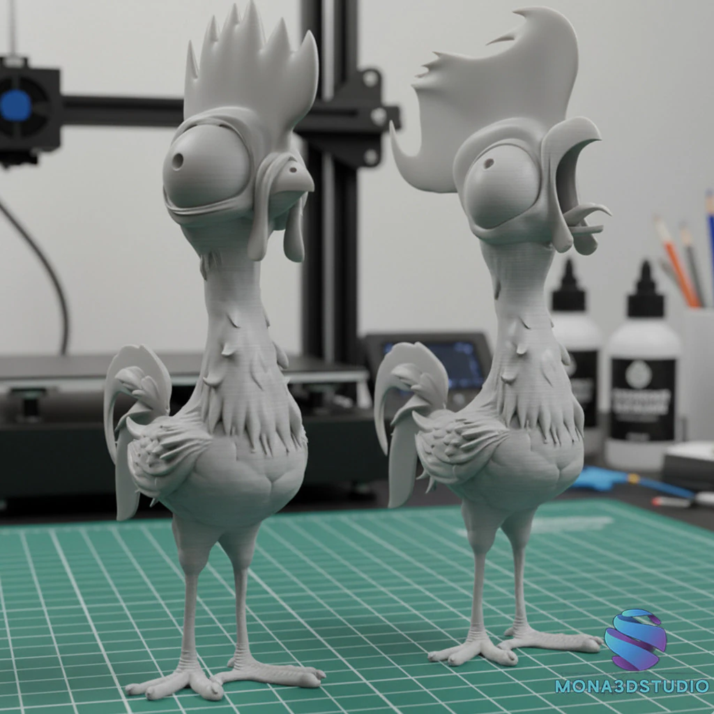 Hei Hei Chicken Two Versions Normal Singing Pre-Supported 3D Print Model .c4d .max .obj .3ds .fbx .stl .blend 