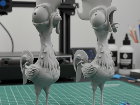 हेइ हेइ चिकन दो संस्करण सामान्य गायन पूर्व-समर्थित 3D प्रिंट मॉडल