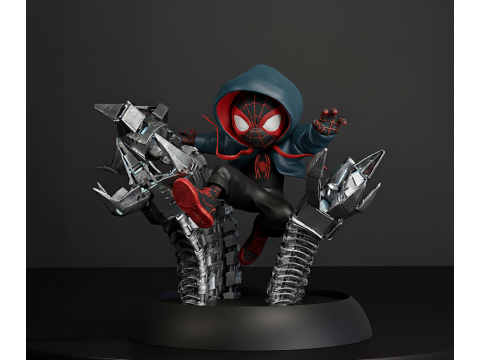 Chibi Spiderman-Miles Morales-Diorama STL Modello di stampa 3D