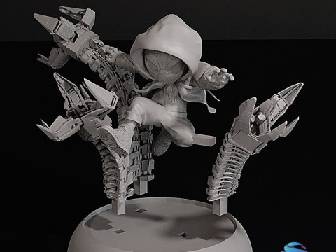 Chibi Spiderman - Miles Morales - Diorama STL Modelo de impresión 3D