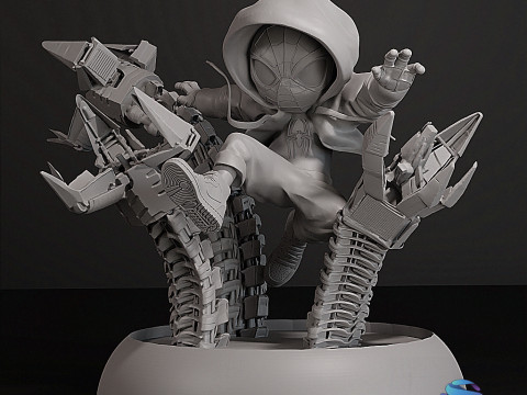 Chibi Spiderman - Miles Morales - Diorama STL Modelo de impresión 3D