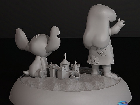 Lilo Stitch Beach Diorama STL 3D para impressão Disney Fan Art Modelo de Impressão 3D