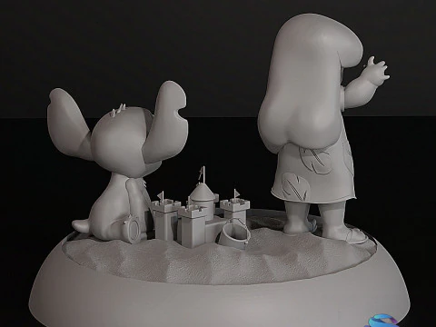 Lilo Stitch Beach Diorama STL 3D Printable Disney Fan Art 3D Print Model