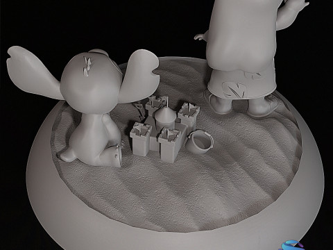 Lilo Stitch Beach Diorama STL 3D para impressão Disney Fan Art Modelo de Impressão 3D