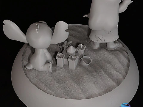 Lilo Stitch Beach Diorama STL 3D Printable Disney Fan Art 3D Print Model