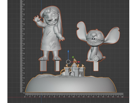 Lilo Stitch Beach Diorama STL 3D para impressão Disney Fan Art Modelo de Impressão 3D