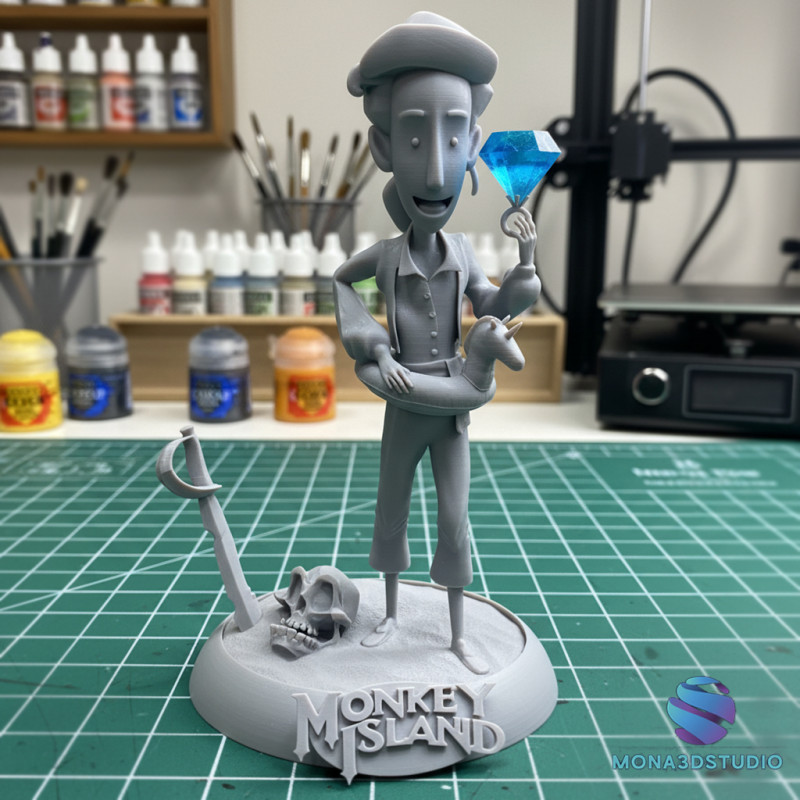Guybrush Threepwood Monkey Island 3 Diorama STL Druk 3D Wstępnie obsługiwany Model do druku 3D .c4d .max .obj .3ds .fbx .stl .blend