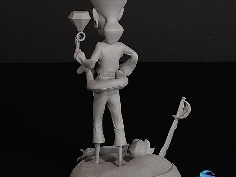 Guybrush Threepwood Monkey Island 3 Diorama STL 3D Print Presupported 3D Print Model