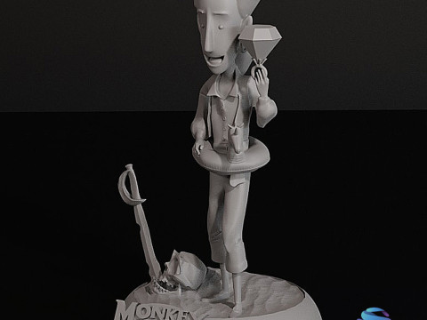 Guybrush Threepwood Monkey Island 3 Diorama STL Druk 3D Wstępnie obsługiwany Model do druku 3D