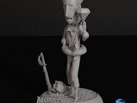 Guybrush Threepwood Monkey Island 3 Diorama STL 3D Print Presupported 3D Print Model
