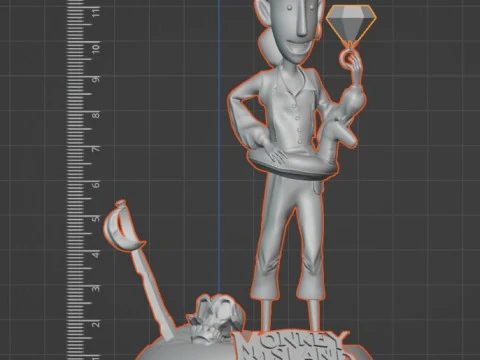 Guybrush Threepwood Monkey Island 3 Diorama STL 3D Print Presupported 3D Print Model