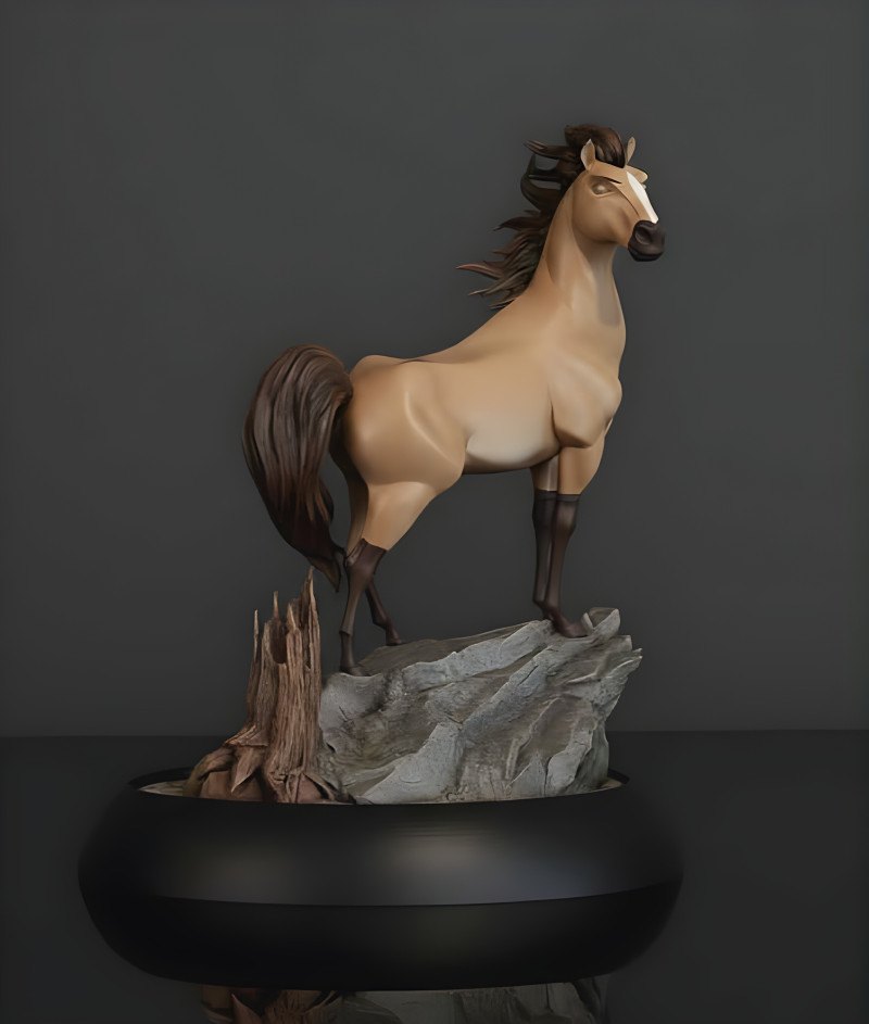 Spirit 3D Yazdırılabilir At Modeli ve Kayalık Tabanlı Tam Çok Parçalı Versiyonlar Dahil 3D Baskı Modeli .c4d .max .obj .3ds .fbx .stl .blend 