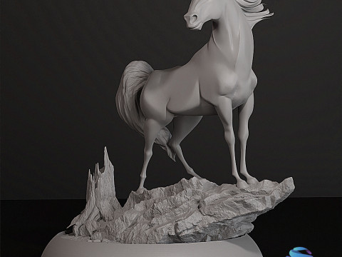Spirit 3D Yazdırılabilir At Modeli ve Kayalık Tabanlı Tam Çok Parçalı Versiyonlar Dahil 3D Baskı Modeli