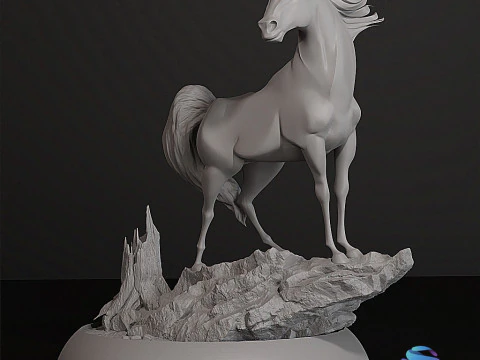 Spirit 3D Printable Horse Model with Rocky Base Full Multi-Part Versions Included 3D Print Model