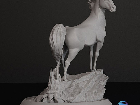 Spirit 3D Yazdırılabilir At Modeli ve Kayalık Tabanlı Tam Çok Parçalı Versiyonlar Dahil 3D Baskı Modeli
