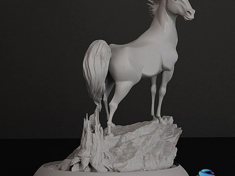 Spirit 3D Printable Horse Model with Rocky Base Full Multi-Part Versions Included 3D Print Model