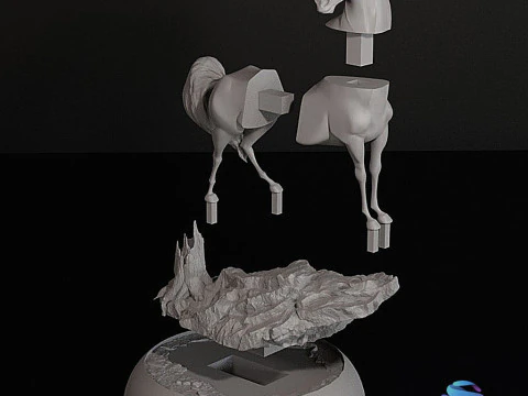 Spirit 3D Printable Horse Model with Rocky Base Full Multi-Part Versions Included 3D Print Model