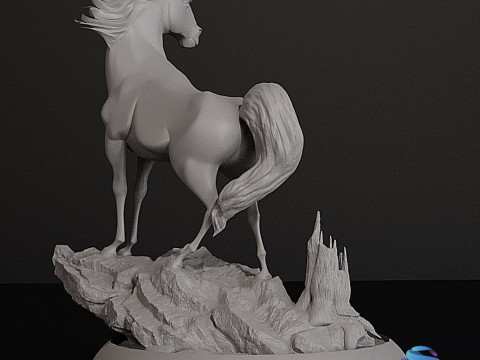 Spirit 3D Yazdırılabilir At Modeli ve Kayalık Tabanlı Tam Çok Parçalı Versiyonlar Dahil 3D Baskı Modeli