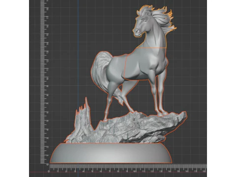 Spirit 3D Printable Horse Model with Rocky Base Full Multi-Part Versions Included 3D Print Model