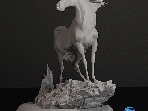 Spirit 3D Printable Horse Model with Rocky Base Full Multi-Part Versions Included 3D Print Model