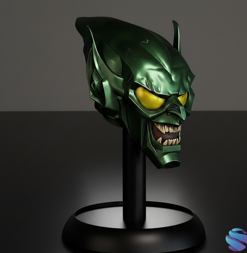 Green Goblin Helmet 3D Printable Model Pre-support 3D Print Model .c4d .max .obj .3ds .fbx .stl .blend