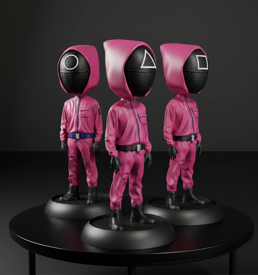 Squid Game Guard 3D STL Model Set with Base Circle Square Triangle 3D Print Model .c4d .max .obj .3ds .fbx .stl .blend 