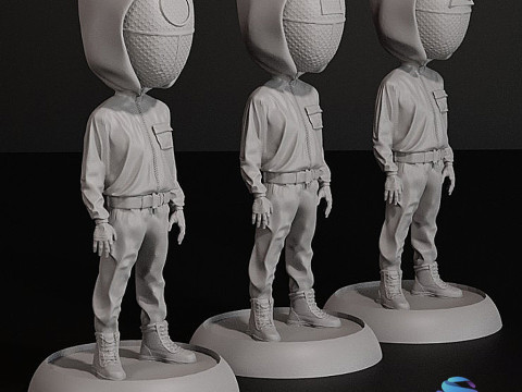 Набір тривимірної STL-моделі Squid Game Guard з базовим колом і квадратним трикутником 3D Принт Модель