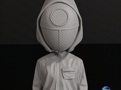 Набір тривимірної STL-моделі Squid Game Guard з базовим колом і квадратним трикутником 3D Принт Модель