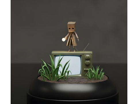 3D-діорама Mono на Vintage TV 3D Принт Модель
