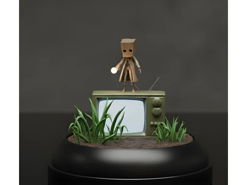 Diorama 3D de Mono na TV Vintage Modelo de Impressão 3D