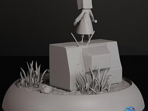 3D Diorama of Mono on Vintage TV 3D Print Model