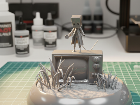 3D Diorama of Mono on Vintage TV 3D Print Model