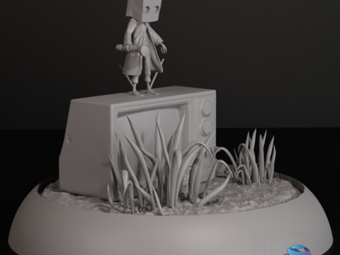 3D Diorama of Mono on Vintage TV 3D Print Model