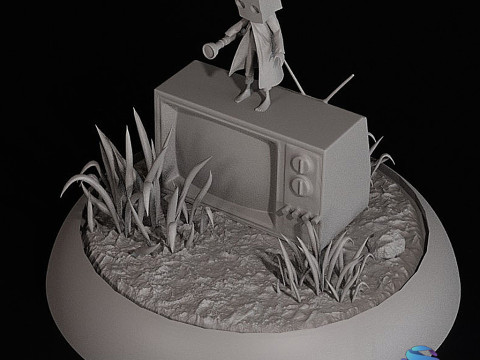 3D Diorama of Mono on Vintage TV 3D Print Model
