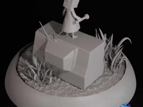 3D Diorama of Mono on Vintage TV 3D Print Model