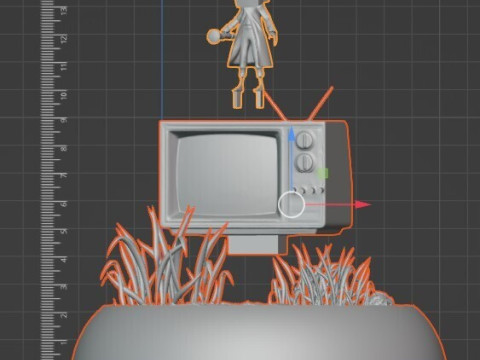 3D Diorama of Mono on Vintage TV 3D Print Model