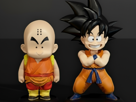 Değiştirilebilir Başlıklı Krillin Goku 3D Baskı Modeli