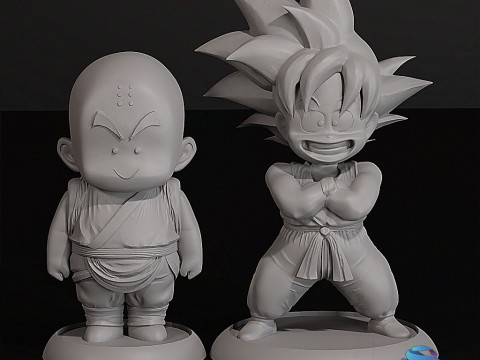 Değiştirilebilir Başlıklı Krillin Goku 3D Baskı Modeli