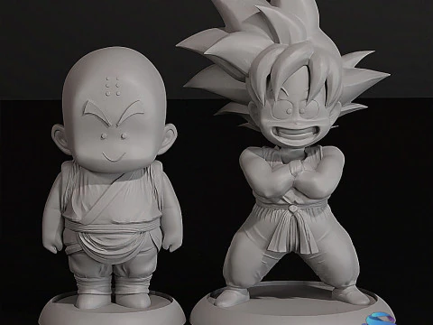 Krillin Goku with Interchangeable Heads 3D Print Model
