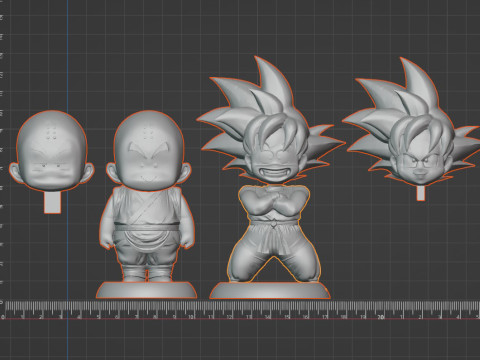Değiştirilebilir Başlıklı Krillin Goku 3D Baskı Modeli