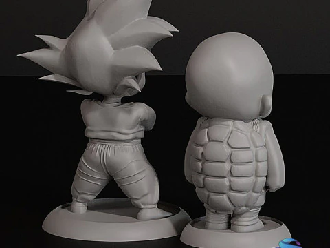 Krillin Goku with Interchangeable Heads 3D Print Model
