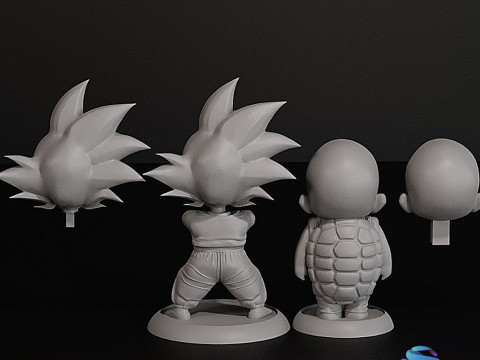 Değiştirilebilir Başlıklı Krillin Goku 3D Baskı Modeli