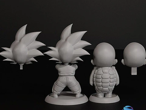 Krillin Goku with Interchangeable Heads 3D Print Model