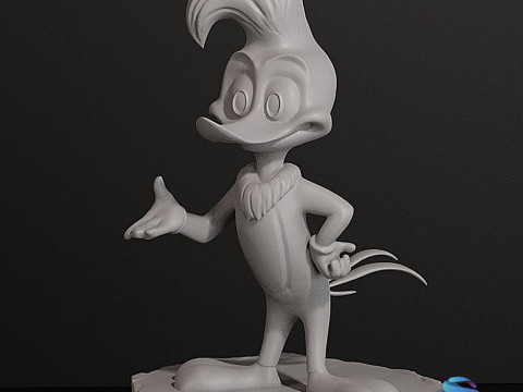 Дятел Вуди на стволе дерева Модель для 3D-печати, состоящая из 2 частей, с предварительной поддержкой 3D Принт Модель