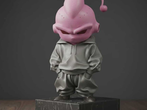 Majin Buu in streetwear 3D-afdrukbaar model - vooraf ondersteund één stuk 3D printmodel