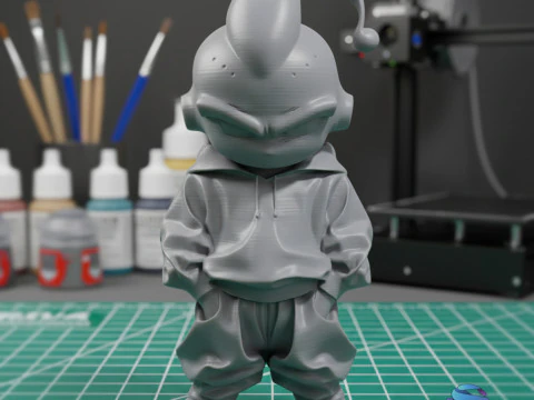 Majin Buu in Streetwear 3D Printable Model - Pre-Supported One Piece 3D Print Model