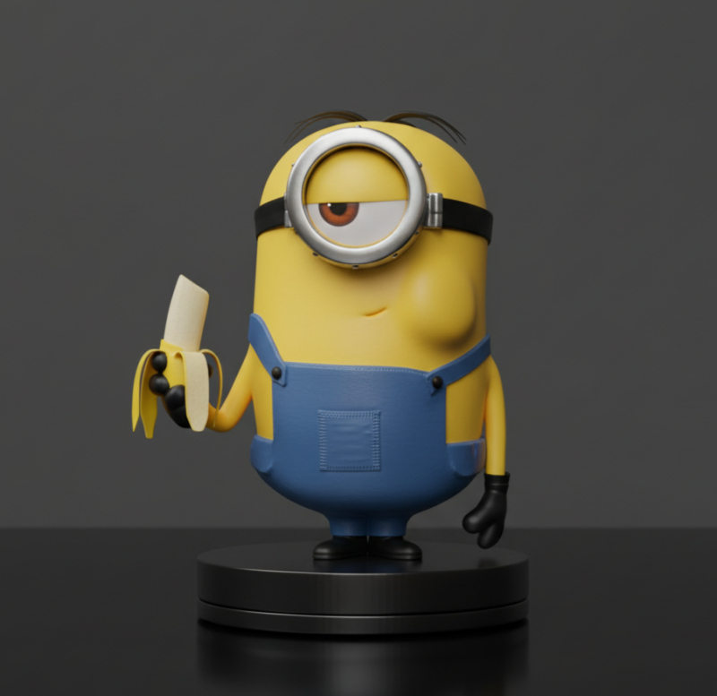 Hungry Minion Eating a Banana 3D Printable Model 3D Print Model .c4d .max .obj .3ds .fbx .stl .blend