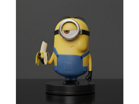 Muz Yiyen Aç Minion 3D Yazdırılabilir Model 3D Baskı Modeli